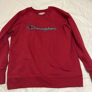 Red champion crewneck size Large
